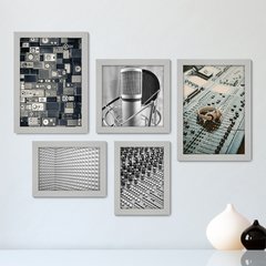 Kit Com 5 Quadros Decorativos - Música - Studio Gravação - Sala - 368kq01 - comprar online