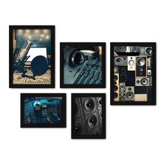 Kit Com 5 Quadros Decorativos - Música - Studio Gravação - Sala - 369kq01 na internet