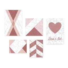 Kit 5 Placas Decorativas - Geométrico Abstrato Love Deus Amor Casa Quarto Sala - 372ktpl5 - comprar online