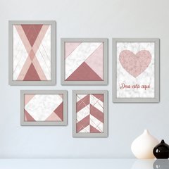 Kit Com 5 Quadros Decorativos - Geométrico - Abstrato - Love - Deus - Amor - 373kq01 - comprar online