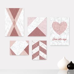 Kit 5 Placas Decorativas - Geométrico Abstrato Love Deus Amor Casa Quarto Sala - 373ktpl5