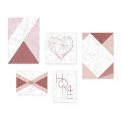 Kit 5 Placas Decorativas - Geométrico Abstrato Coração Home Casa Quarto Sala - 374ktpl5 - comprar online