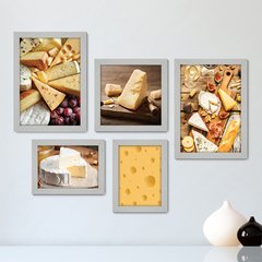 Kit Com 5 Quadros Decorativos - Queijos - Variedade de Queijos - Cozinha - 376kq01 - comprar online