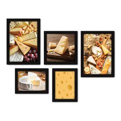 Kit Com 5 Quadros Decorativos - Queijos - Variedade de Queijos - Cozinha - 376kq01 na internet