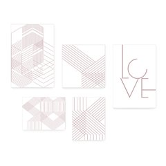 Kit 5 Placas Decorativas - Geométrico Abstrato Linhas Love Casa Quarto Sala - 380ktpl5 - comprar online