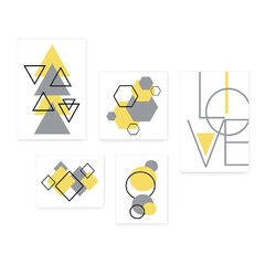 Kit 5 Placas Decorativas - Abstrato Formas Geométricas Love Casa Quarto Sala - 385ktpl5 - comprar online