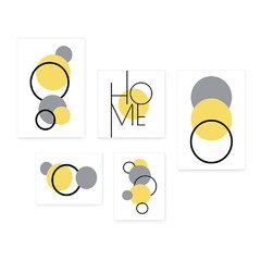 Kit 5 Placas Decorativas - Abstrato Formas Geométricas Círculos Home Casa Quarto Sala - 386ktpl5 - comprar online