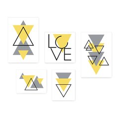Kit 5 Placas Decorativas - Abstrato Formas Geométricas Triângulo Love Casa Quarto Sala - 387ktpl5 - comprar online