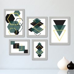 Kit Com 5 Quadros Decorativos - Abstrato - Formas - Geométricas - 390kq01 - comprar online