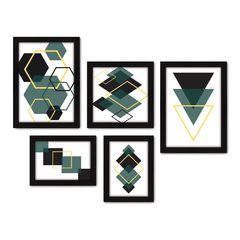 Kit Com 5 Quadros Decorativos - Abstrato - Formas - Geométricas - 390kq01 na internet