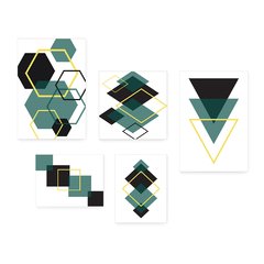 Kit 5 Placas Decorativas - Abstrato Formas Geométricas Casa Quarto Sala - 390ktpl5 - comprar online