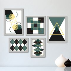 Kit Com 5 Quadros Decorativos - Abstrato - Formas - Geométricas - 391kq01 - comprar online