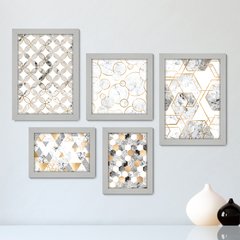 Kit Com 5 Quadros Decorativos - Abstrato - Formas - Geométricas - 392kq01 - comprar online