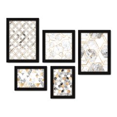 Kit Com 5 Quadros Decorativos - Abstrato - Formas - Geométricas - 392kq01 na internet