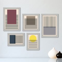 Kit Com 5 Quadros Decorativos - Abstrato - Formas - Geométricas - Linhas - 393kq01 - comprar online