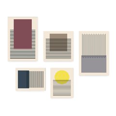 Kit 5 Placas Decorativas - Abstrato Formas Geométricas Linhas Casa Quarto Sala - 393ktpl5 - comprar online