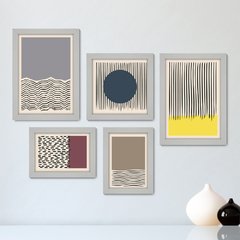 Kit Com 5 Quadros Decorativos - Abstrato - Formas - Geométricas - Linhas - 394kq01 - comprar online