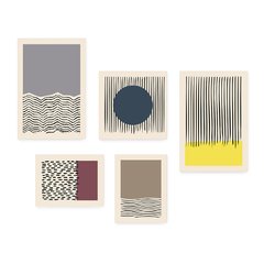 Kit 5 Placas Decorativas - Abstrato Formas Geométricas Linhas Casa Quarto Sala - 394ktpl5 - comprar online