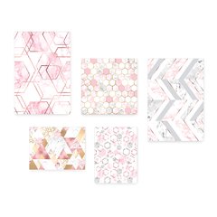 Kit 5 Placas Decorativas - Abstrato Formas Geométricas Rosa Casa Quarto Sala - 395ktpl5 - comprar online