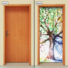 Adesivo Decorativo de Porta - Árvore - Aquarela - 397cnpt - comprar online