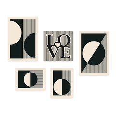 Kit 5 Placas Decorativas - Abstrato Linhas Love Casa Quarto Sala - 398ktpl5 - comprar online