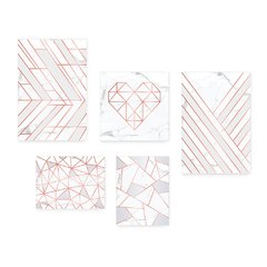 Kit 5 Placas Decorativas - Abstrato Coração Geométrico Casa Quarto Sala - 403ktpl5 - comprar online