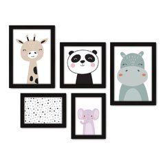 Kit Com 5 Quadros Decorativos - Animais - Infantil - Baby - Bebê - 410kq01 na internet