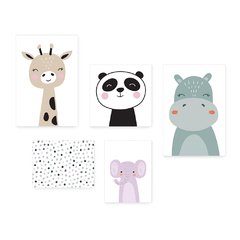 Kit 5 Placas Decorativas - Animais Safari Infantil Bebê Quarto Menino Menina - 410ktpl5 - comprar online