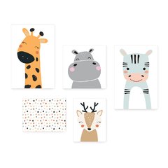 Kit 5 Placas Decorativas - Animais Safari Infantil Bebê Quarto Menino Menina - 412ktpl5 - comprar online