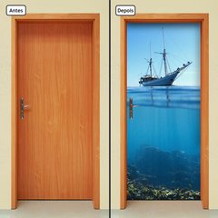 Adesivo Decorativo de Porta - Barco - Fundo do Mar - 422cnpt - comprar online
