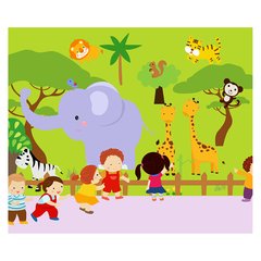 Papel de Parede Infantil Quarto Criança Zoo Sala Painel Adesivo - 468pc na internet