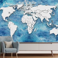Papel de Parede Mapa Mundi Países Planeta Sala Painel Adesivo - 474pc