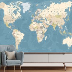 Papel de Parede Mapa Mundi Geopolítico Sala Painel Adesivo - 476pc