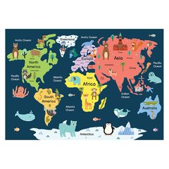 Papel de Parede Mapa Mundi Infantil Animais Sala Painel Adesivo - 477pc na internet