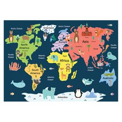 Papel de Parede Mapa Mundi Infantil Animais Sala Painel Adesivo - 477pc - comprar online