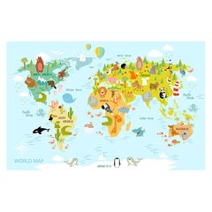 Papel de Parede Mapa Mundi Infantil Animais Sala Painel Adesivo - 479pc na internet