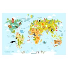 Papel de Parede Mapa Mundi Infantil Animais Sala Painel Adesivo - 479pc - comprar online