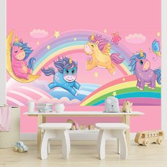 Papel de Parede Adesivo Infantil Unicórnio Bebe Quarto Menina - 482pc