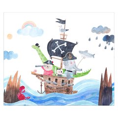 Papel de Parede Adesivo Infantil Animais Piratas Bebe Quarto - 489pc na internet