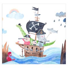 Papel de Parede Adesivo Infantil Animais Piratas Bebe Quarto - 489pc - comprar online