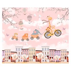 Papel de Parede Adesivo Infantil Safari Floresta Bicicleta Bebe Quarto - 496pc na internet