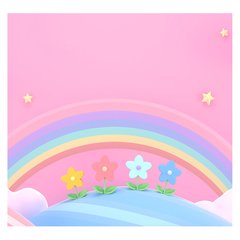 Papel de Parede Adesivo Infantil Arco-íris Rosa Nuvens Bebe Quarto Menina - 504pc - comprar online