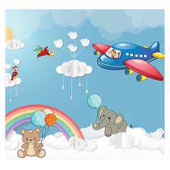 Papel de Parede Adesivo Infantil Animais Céu Bebe Quarto - 508pc - comprar online