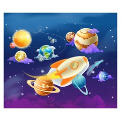 Papel de Parede Adesivo Infantil Espaço Foguete Bebe Quarto - 515pc na internet