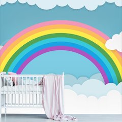 Papel de Parede Adesivo Infantil Arco-íris Nuvens Bebe Quarto Menina - 521pc