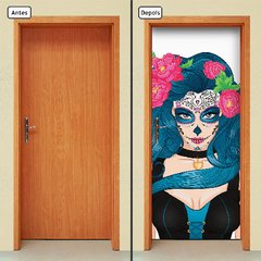 Adesivo Decorativo de Porta - Caveira Mexicana - Mulher - 525cnpt - comprar online