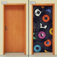 Adesivo Decorativo de Porta - Discos de Vinil - 531cnpt - comprar online