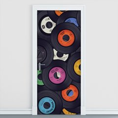 Adesivo Decorativo de Porta - Discos de Vinil - 531cnpt