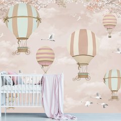 Papel de Parede Adesivo Infantil Balões Bebe Quarto Menina - 550pc