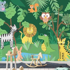 Papel de Parede Adesivo Infantil Safari Floresta Bebe Quarto - 559pc